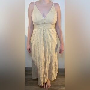 Simple Cream Eyelet Maxi Dress